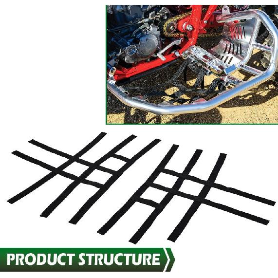 

GRAND ORANGE Nerf Bar Nets Black Compatible with ATV Honda Yamaha Suzuki Kawasaki TRX450R 400EX 400X 300EX 300X 2006-2011 Replacement Webbing