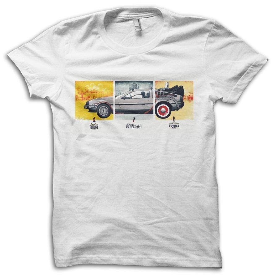 DeLorean Three Cars Flux Capacitor Graphic Art Star Wars Movie Reference T-Shirt