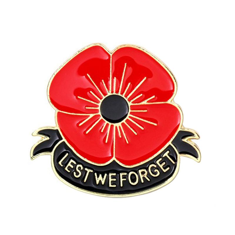 Women's brooches red black flower brooch for clothing fashion accessories lest we forget