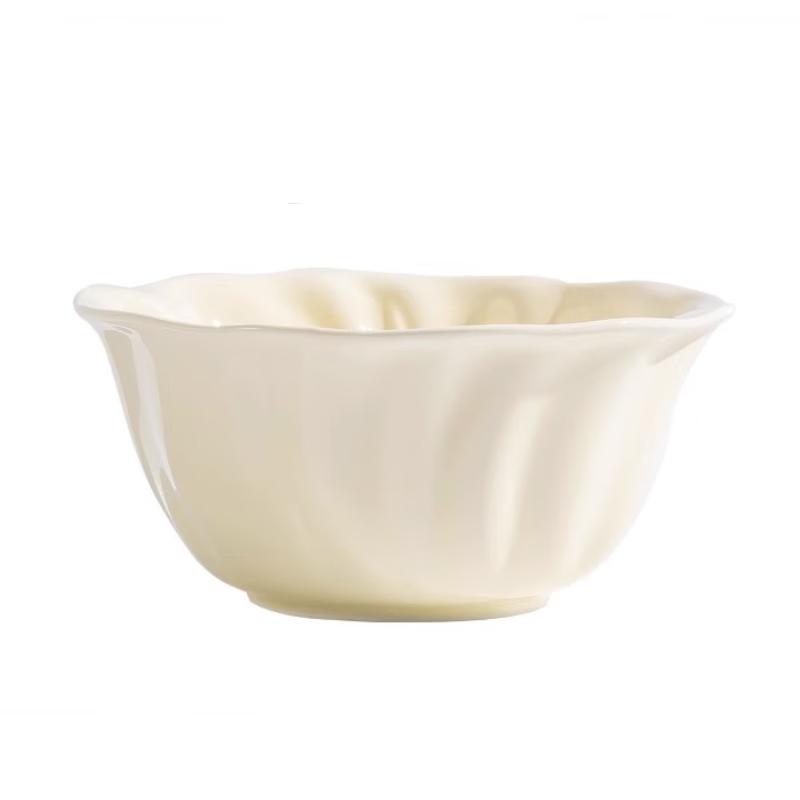 Kangmo Ceramic Cream Style Petal Soup Bowl 8-inch Lace Soup Bowl