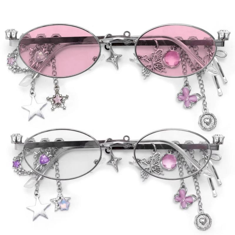 Y2K Lolita Eyeglasses Sweet Spicy Girl Fashion Diamond Small Frame Elliptical Glasses COS Accessories