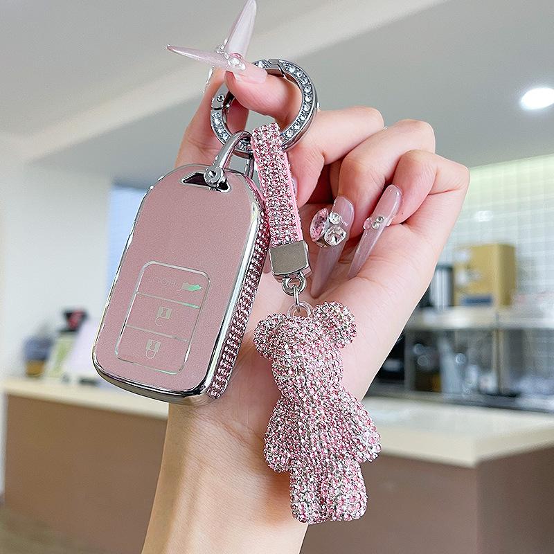 Premium Women's Car Key Case for Honda Accord, Civic, CR-V, Fit, Odyssey, Vezel, Lingpai, and XR-V