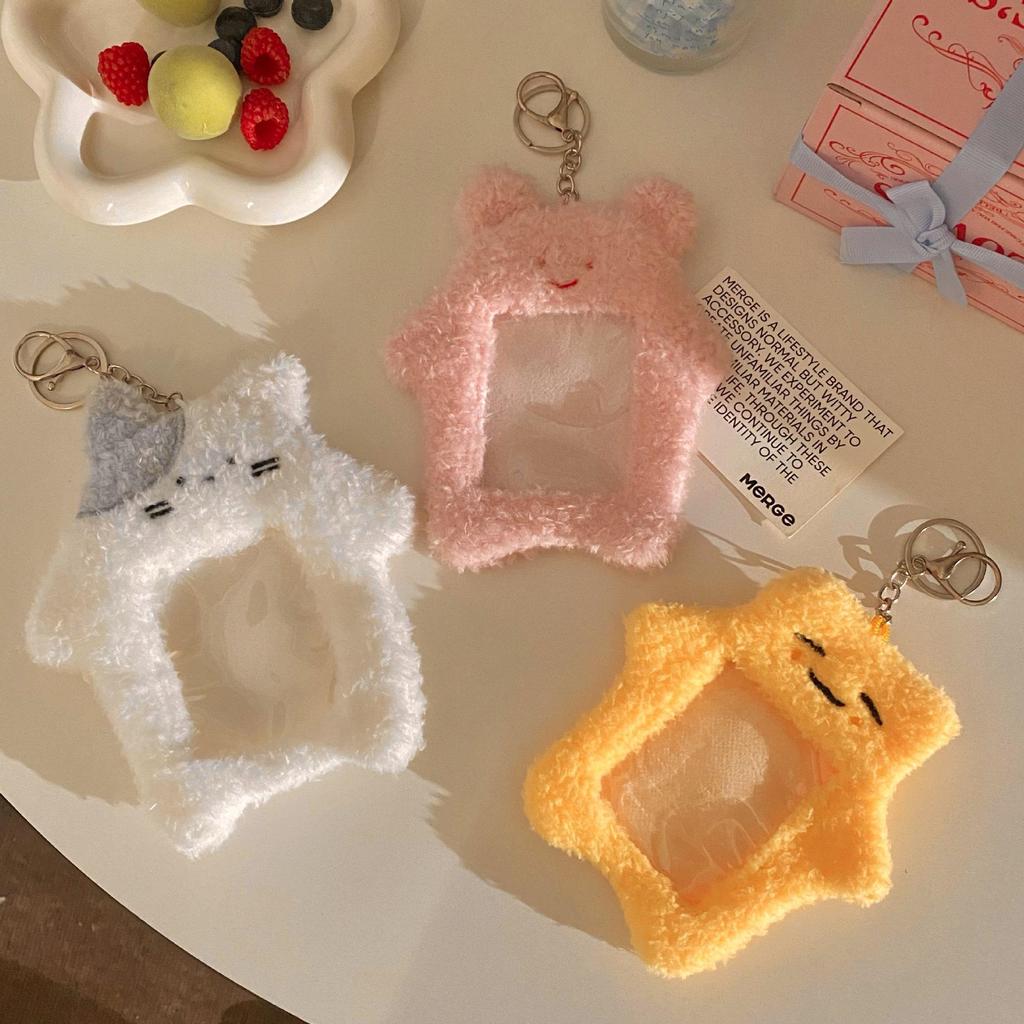 Korean Style Cartoon Cat Plush Card Holder for K-pop Album and Student Photo Cards
