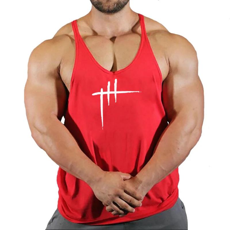 Vară Y Spate Gym Stringer Tank Top Bărbați Îmbrăcăminte din bumbac Culturism Cămașă fără mâneci Vestă de alergare Maiote musculare Tanc de antrenament