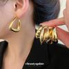 6-Piece European & American Geometric Metallic Stud Earrings: Vintage Pleated Circle Design for Women