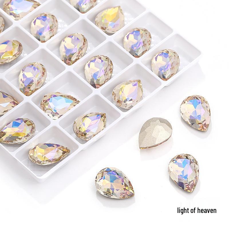 High-Grade K9 Teardrop Rhinestone DIY Jewelry Accessory - Silver-Plated Base with Irregular Crystal Glass Drill, Pointed Bottom