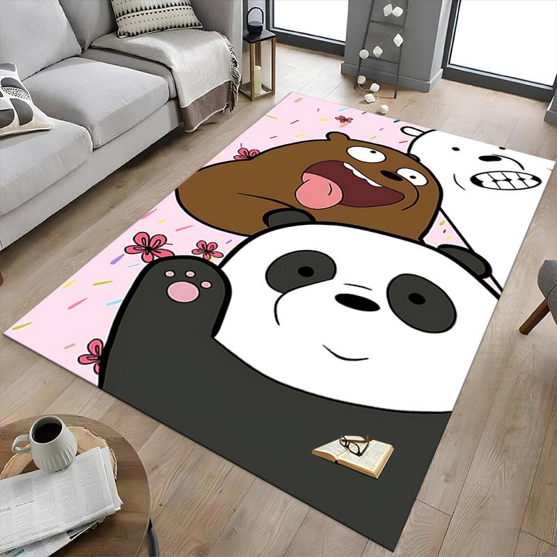 1pc Bear Panda Carpet Anti Slip Polyester Floor Mat for office.Bedroom