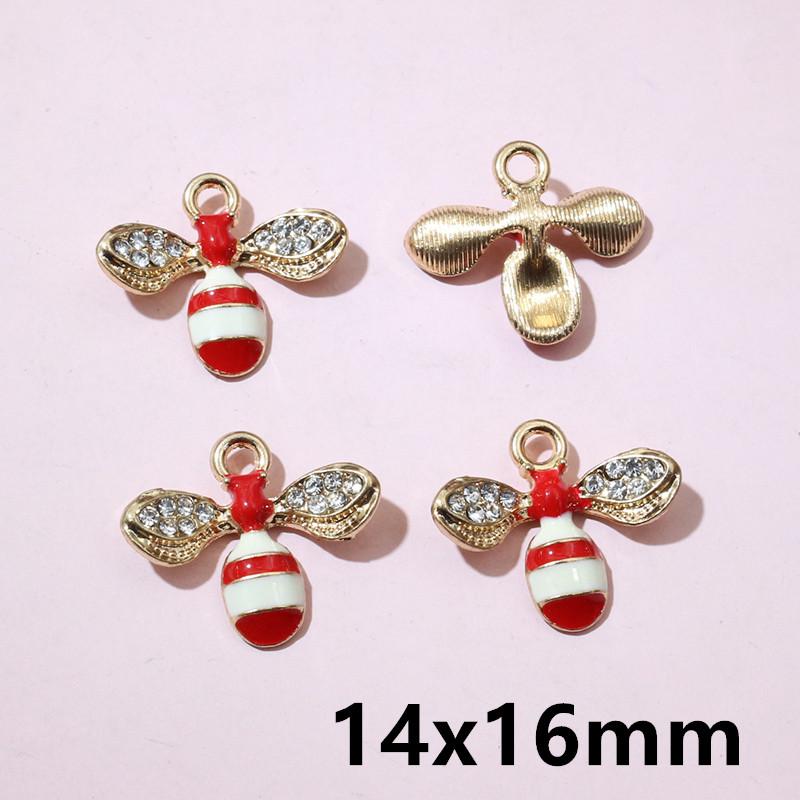 10pcs Enamel Flower Bee Honey Honeycomb Charms Pendant Alloy Metal for Necklace Earrings Bracelet DIY Jewelry Making Accessories
