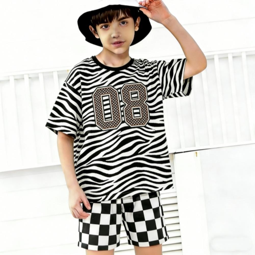 Fashion Zebra Colored Numbers 1-10 Printed Kids T-shirt and Shorts 2 Piece Set Summer Casual Outfit for Boys and Girls Kids Clothing