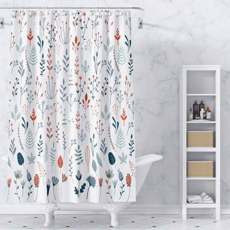 LISM Digital Print Polyester Shower Curtain Set