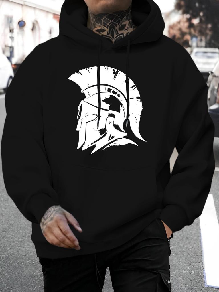 New Arrival for Summer 2026: unisex European and American Style Casual Versatile Fashion Hooded Sweatshirt Featuring a Ancient Roman Warrior Helmet P