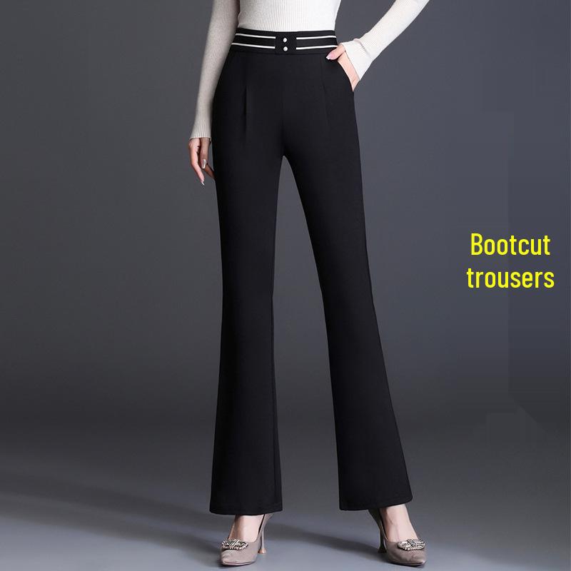 

Women s Micro-Flared Cropped Trousers for Spring/Autumn 2026 - Slimming, Stylish, for Middle-Aged Women with Velvet and Extra Thickness. 2XL (135-145 jin)