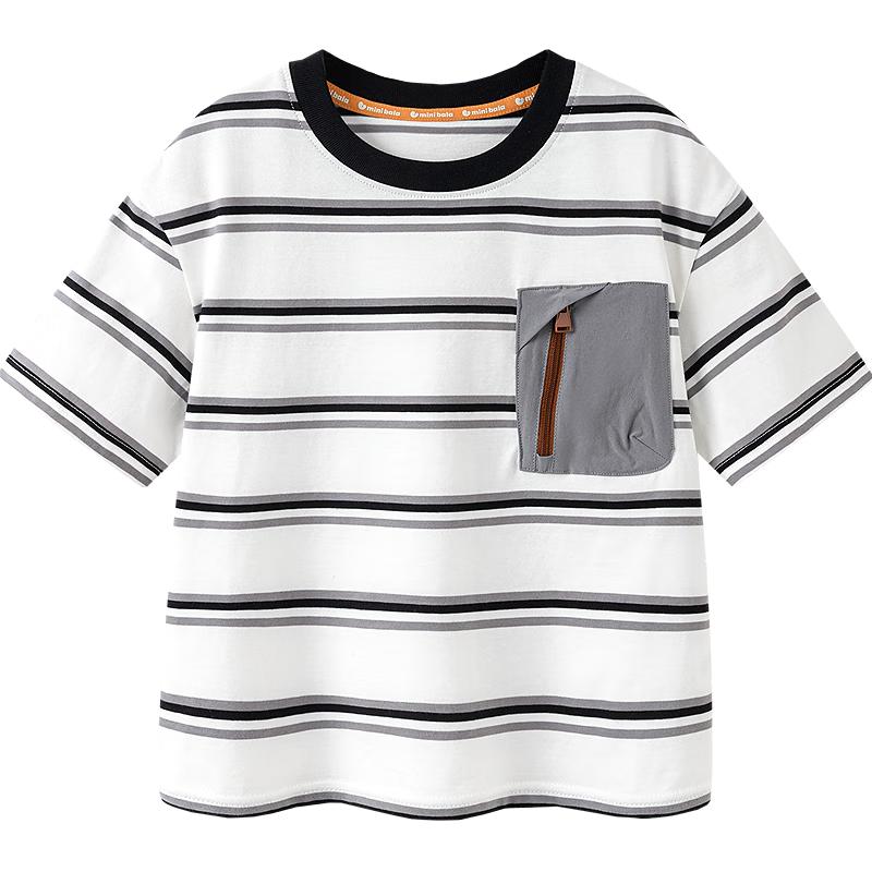 Mini Balabala Kids Quick-Dry Pure Cotton Outdoor Stripe T-Shirt 120