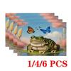 4/6pcs Rectangular Placemats - 12X18 Inch Frog Lily Pad Printed Table Mats with 2D Element Pattern Design, Durable Washable Polyester Table Runners