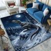 1PC Dinosaur in snowy moonlit forest Print Carpet Rug for Living Room Bedroom Sofa Doormat Home Decor Non-slip Floor Mat