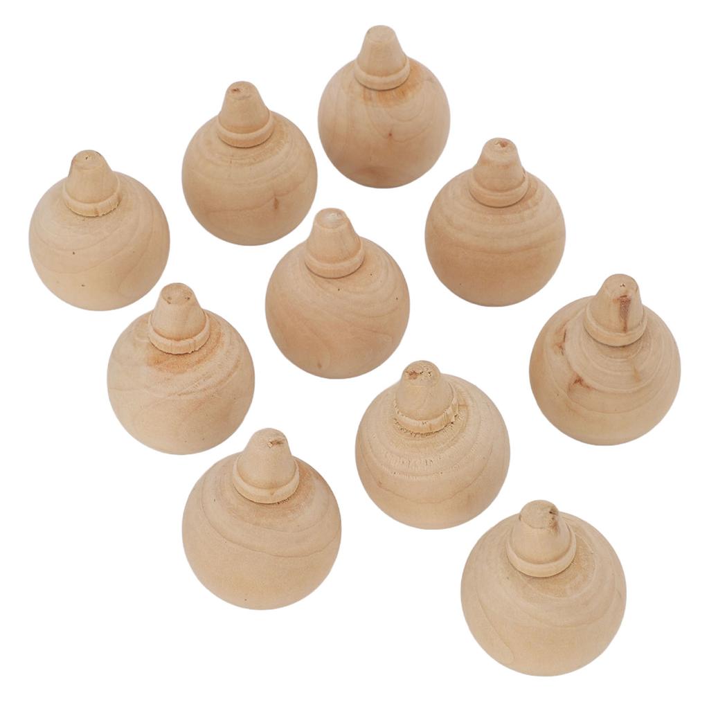 10PCS Unfinished Ball Ornaments Wooden DIY Unfinished Xmas Tree Hanging Balls Embellishments for