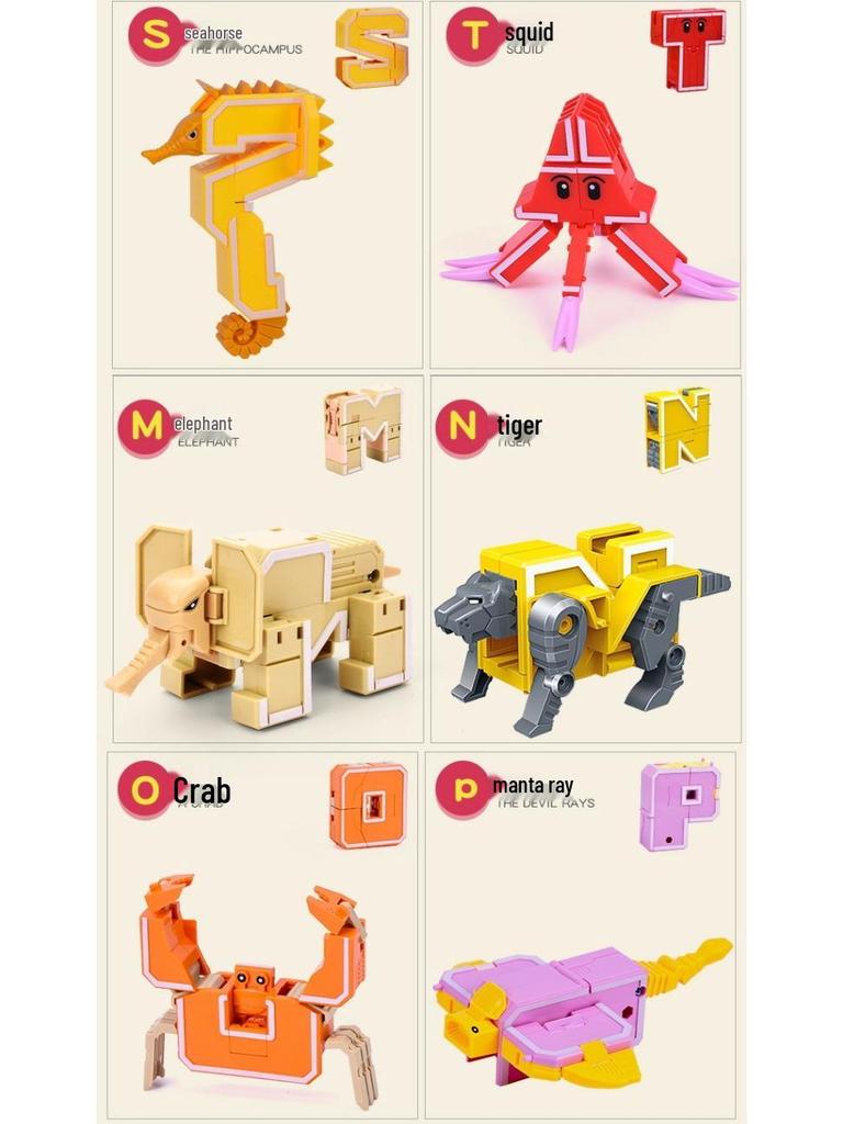 GUDI Newle 2926 Transforming Alphabet Dinosaur Robot - Compatible with Lego Bricks for Educational Assembly (Boys)