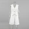European & American Design Cotton Linen Suit: Women's Summer Casual Sleeveless Vest & Shorts Set
