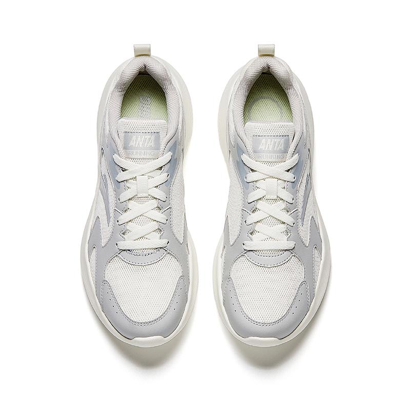 Anta Running Series Soft Sole Comfortable Breathable Lightweight Low Top Casual Training Running Shoes Men Sneaker White Gray 912535507-2