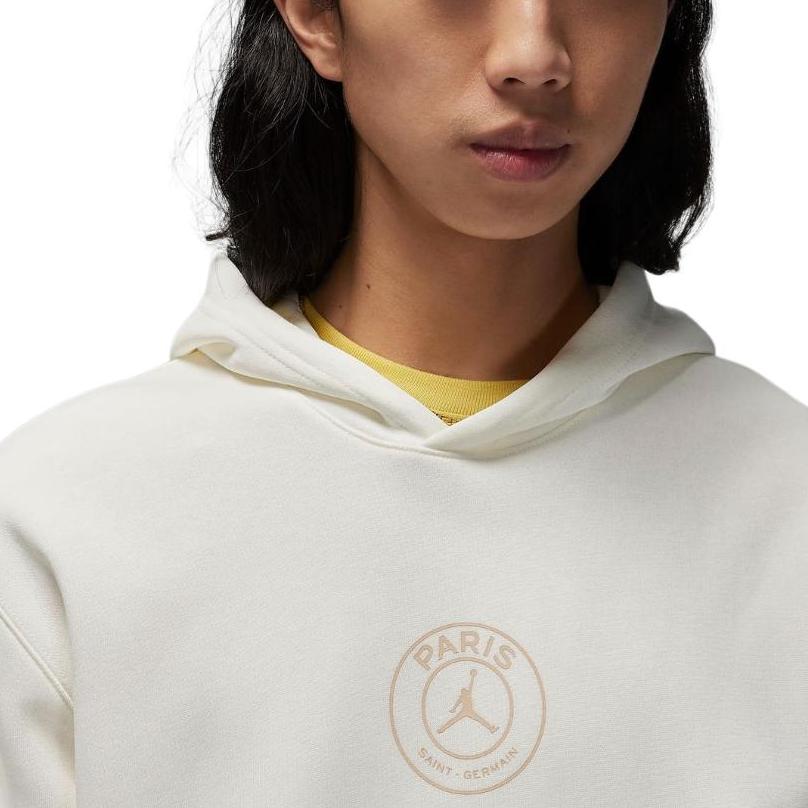 Jordan X PSG Collaboration SS24 Paris Saint-Germain Solid Color Hooded Fleece Sweatshirt Men Sweatshirt Sail-White FN5327133