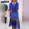 Women's Fashion Summer Spring 2/1 Sleeve O-Neck Casual Dresses
