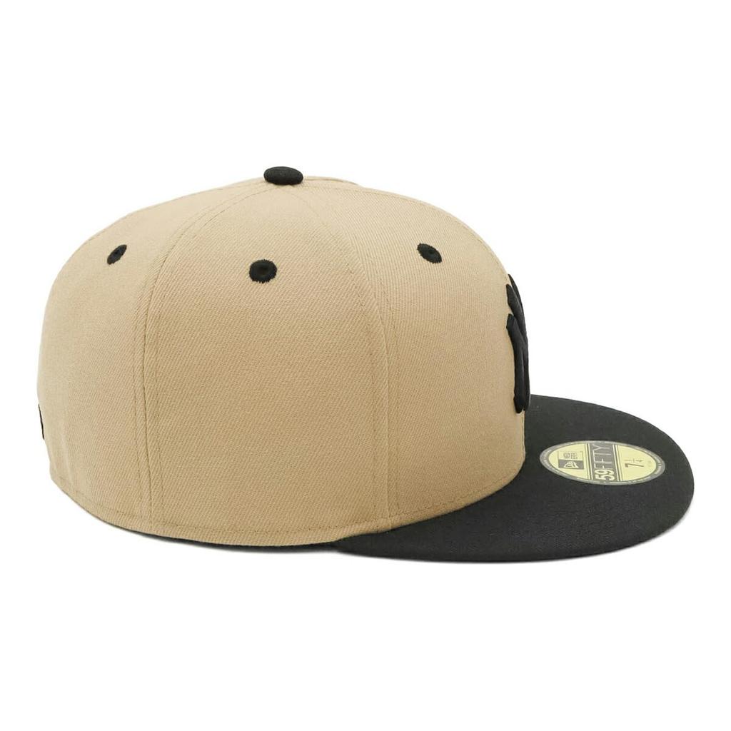 New Era 59FIFTY Cap MLB New York Yankees NY Camel Beige 8 ONSPOTZ Exclusive and Gokyu Fifty 5950 Straight Flat Visor Unisex Summer Sun Protection UV