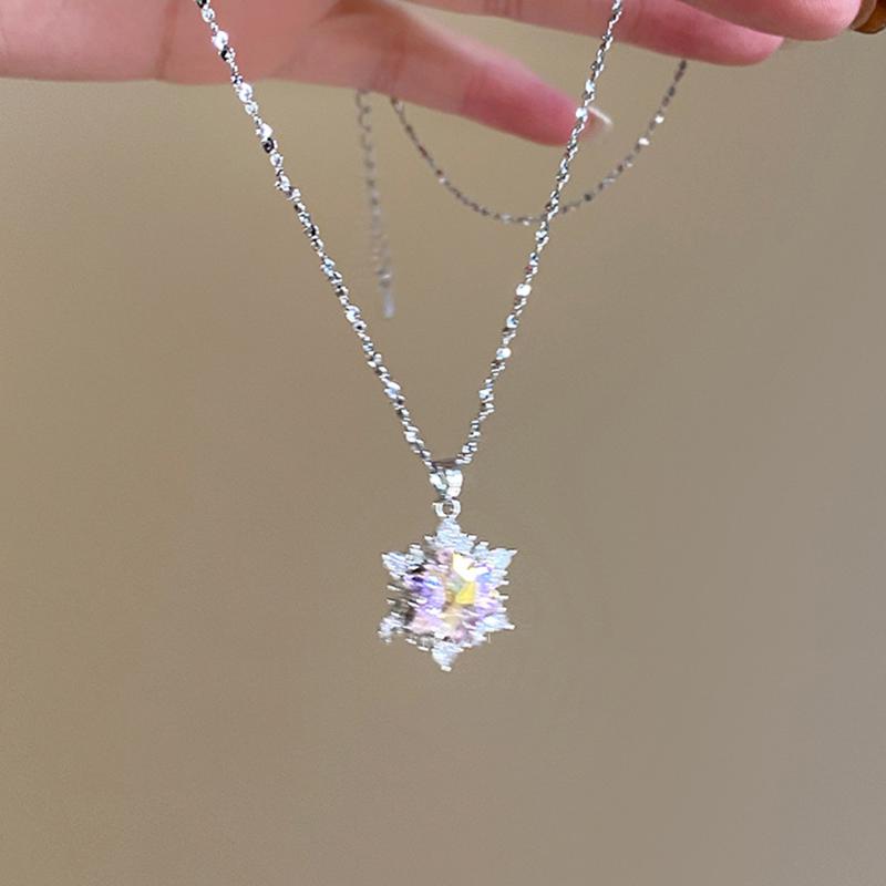 Collana Girocollo con Ciondolo Fiocco di Neve in Cristallo Blu Y2K per Donna con Zirconi Strass Catena per Clavicola Gioielli per Festa Festival