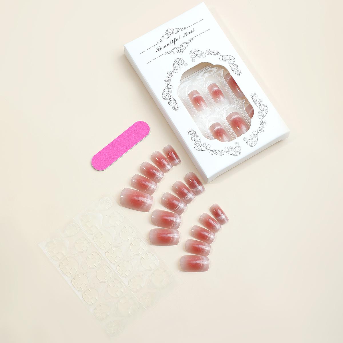 

Популярные накладные ногти «кошачий глаз» с французским градиентом: Водонепроницаемые, Съемные Наклейки и Типсы для Нейл-арта