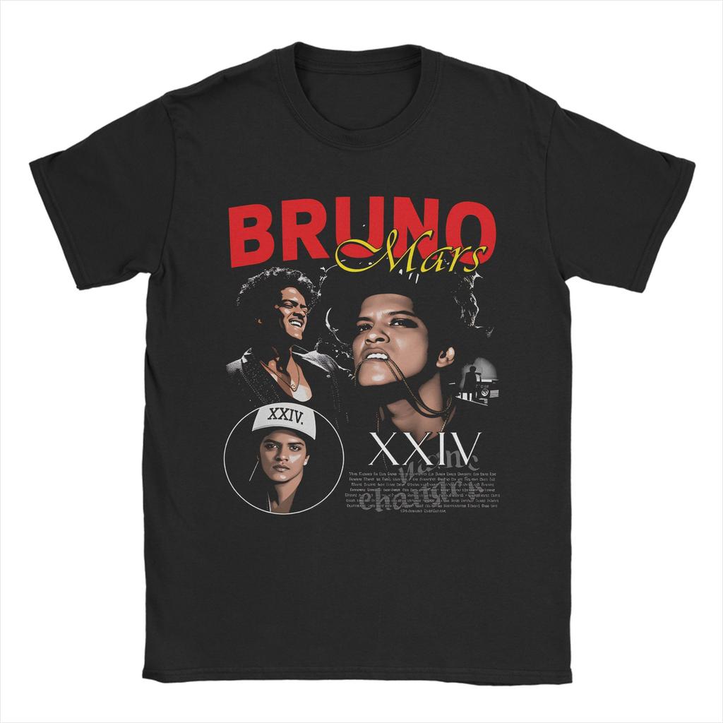 Bruno Mars XXIV 100 Cotton TShirt For Unisex Beach Vintage TShirts O Neck Fashion Tees Oversized Custom DIY Tops