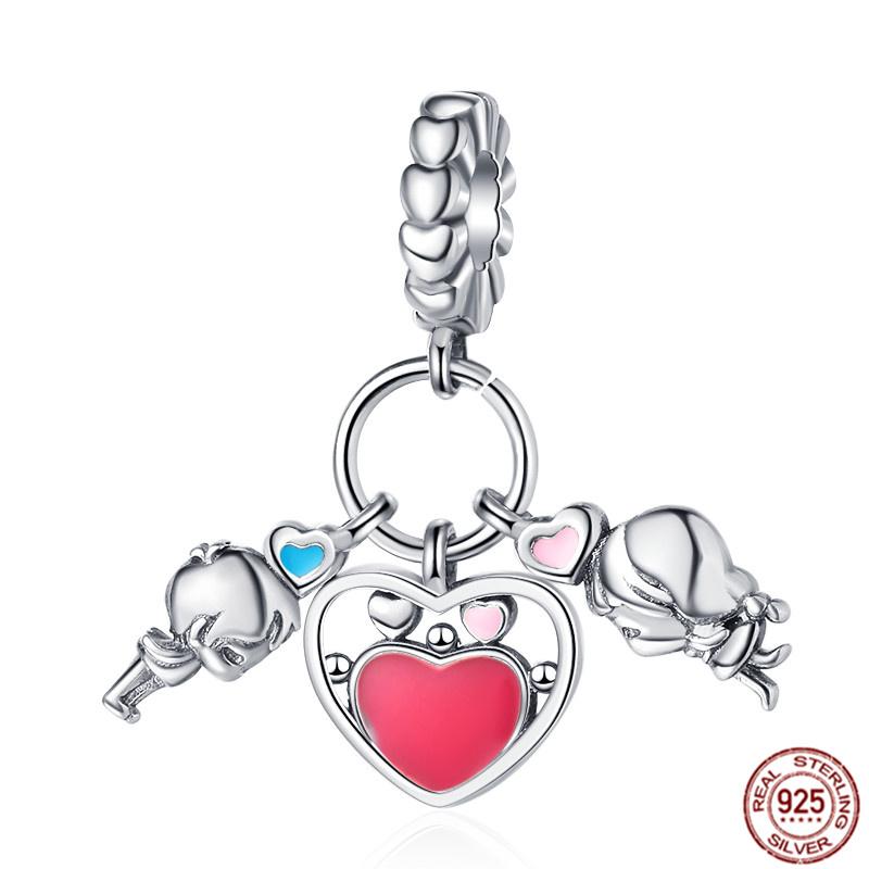 Het försäljning S925 Sterlingsilver Pojke- Flicka-Tonåring & Prinsesskrona Prins Hängberlock Smycken Pärlor Passar Original Armband