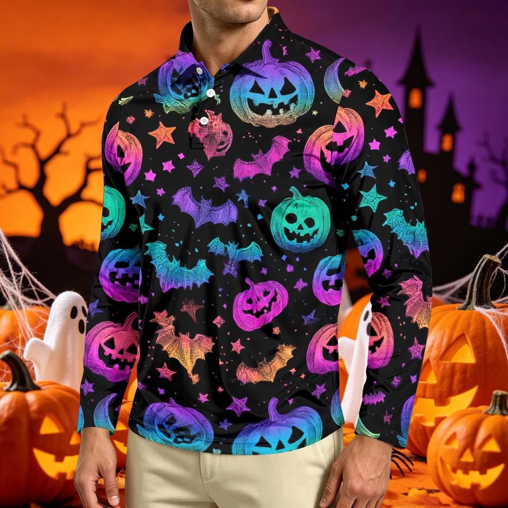 Men's Long Sleeve Printed T-Shirt Casual Neck Top for Everyday Wear