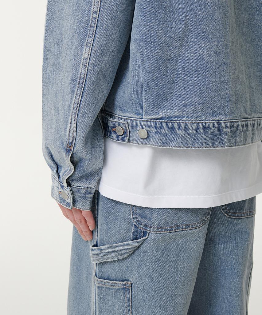 Musinsa Standard Relaxed Stand Collar Denim Trucker Jacket [Light Indigo]