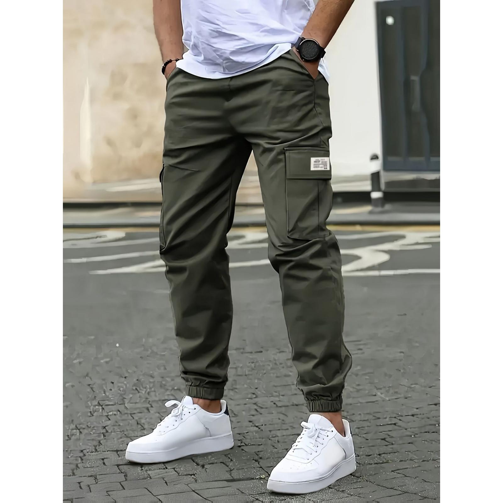 

Men s Casual Skinny Cargo Pants, Men s Outdoor Sports 9-inch Pants XXXL армія зелений колір