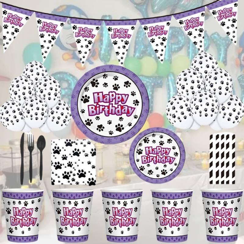Puppy Dog Paws Party Supplies Tableware Plates Cups Tablecloth Banner Birthday