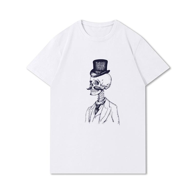 S-3XL 100 mønstre Sommerhvite T-skjorter for kvinner Trykt Uformelle korte ermer Topper O-hals T-skjorter