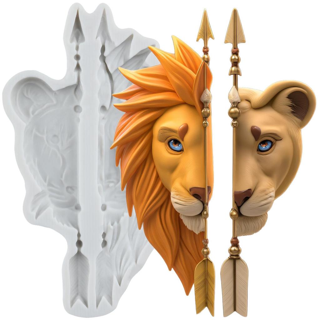 Wolf Lion Silicone Molds Wolf Head Lion Head Fondant Mold Cake Decorating Tools Cupcake Topper Chocolate Candy Craft Gum Paste Polymer Clay