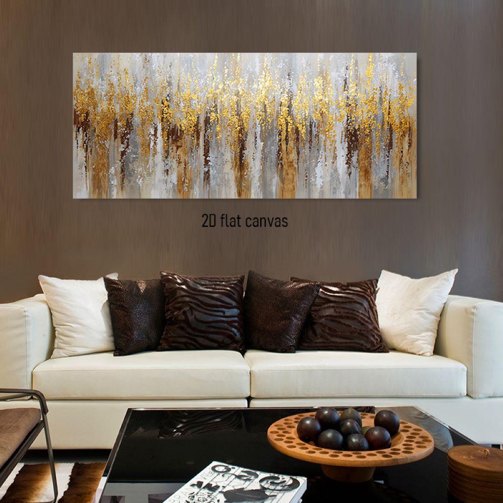1pcs Modern Abstract Golden Forest Canvas Decorative Painting Living Room Entrance Bedroom Wall Art Hanging Painting Simple Ligh (as the picture,50x100cm No Frame)