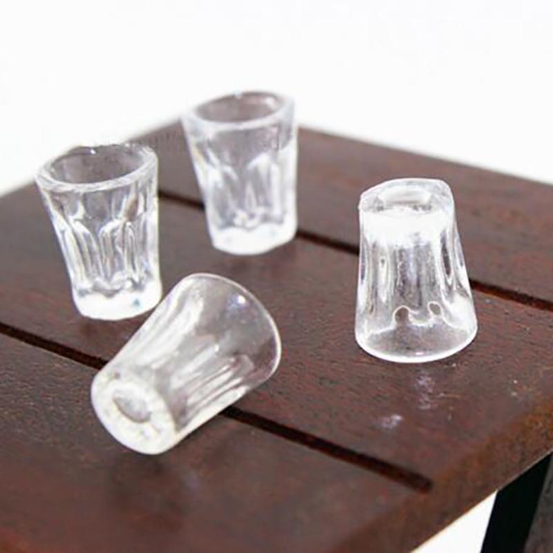 4Pcs/Set Dollhouse Miniature Accessories Mini Resin Transparent Cup Simulation Model