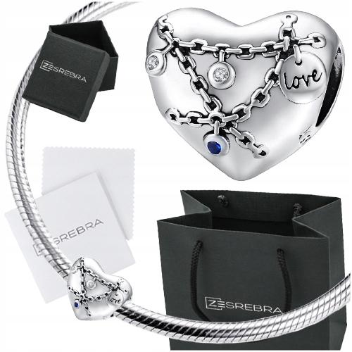 Charms Heart Bond 925 Bead Pendant Chain Zirconia Beads
