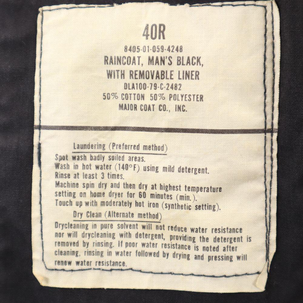 US NAVY 70s Vintage DLA All Weather Coat Raincoat 40R With Liner Men's Used