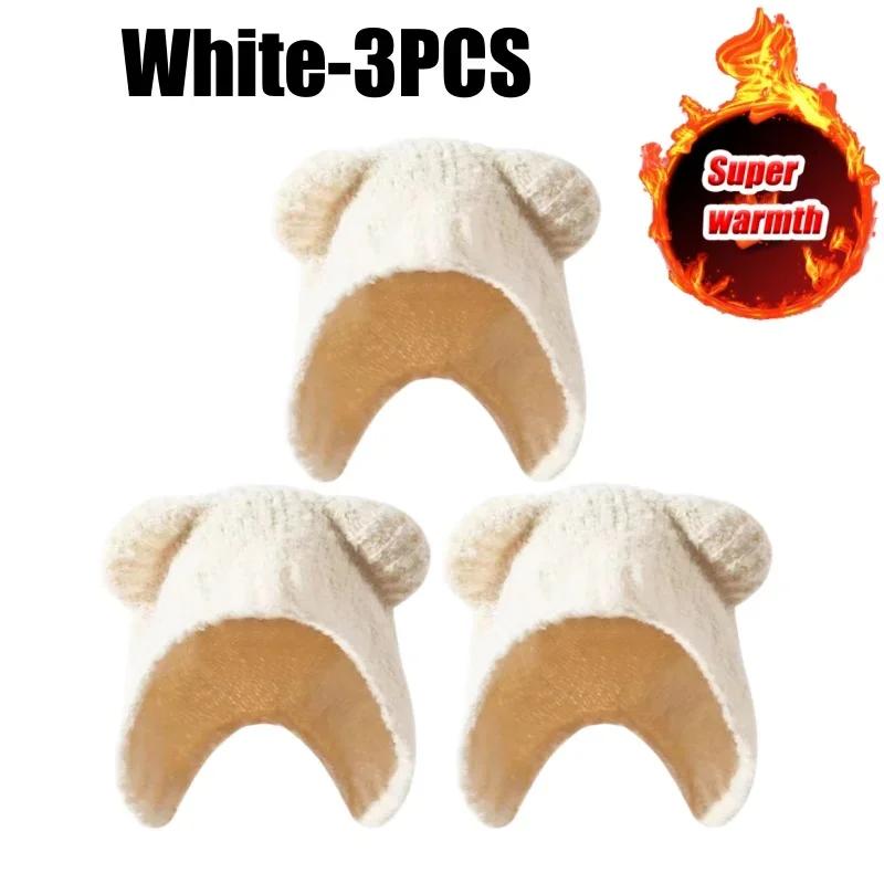 Warm Knitted Bear Ear Hat for Women Cozy Winter Beanie with Ear Flaps Cute Animal Themed Pullover Cap for Cold Weather Fashion
