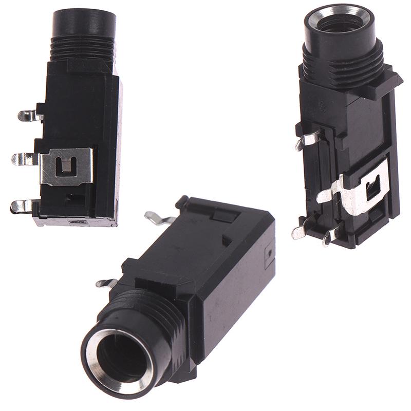 3pcs/lot 6.35mm Stereo Female Socket Audio Adapter 4Pin