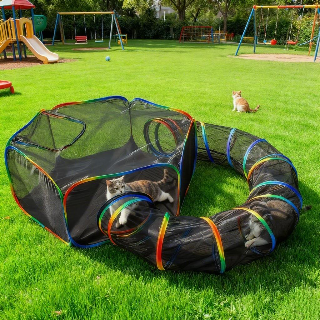 Outside House for Indoor Cats Playground Portable Foldable Tent Tunnel Small Animal Friendly Design for Cats Playing