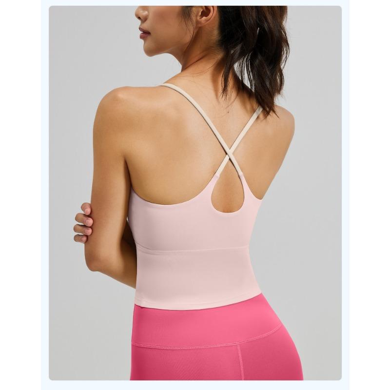 Women Thin Strap Padded Sports Bra Beauty Back Yoga Fitness Vest
