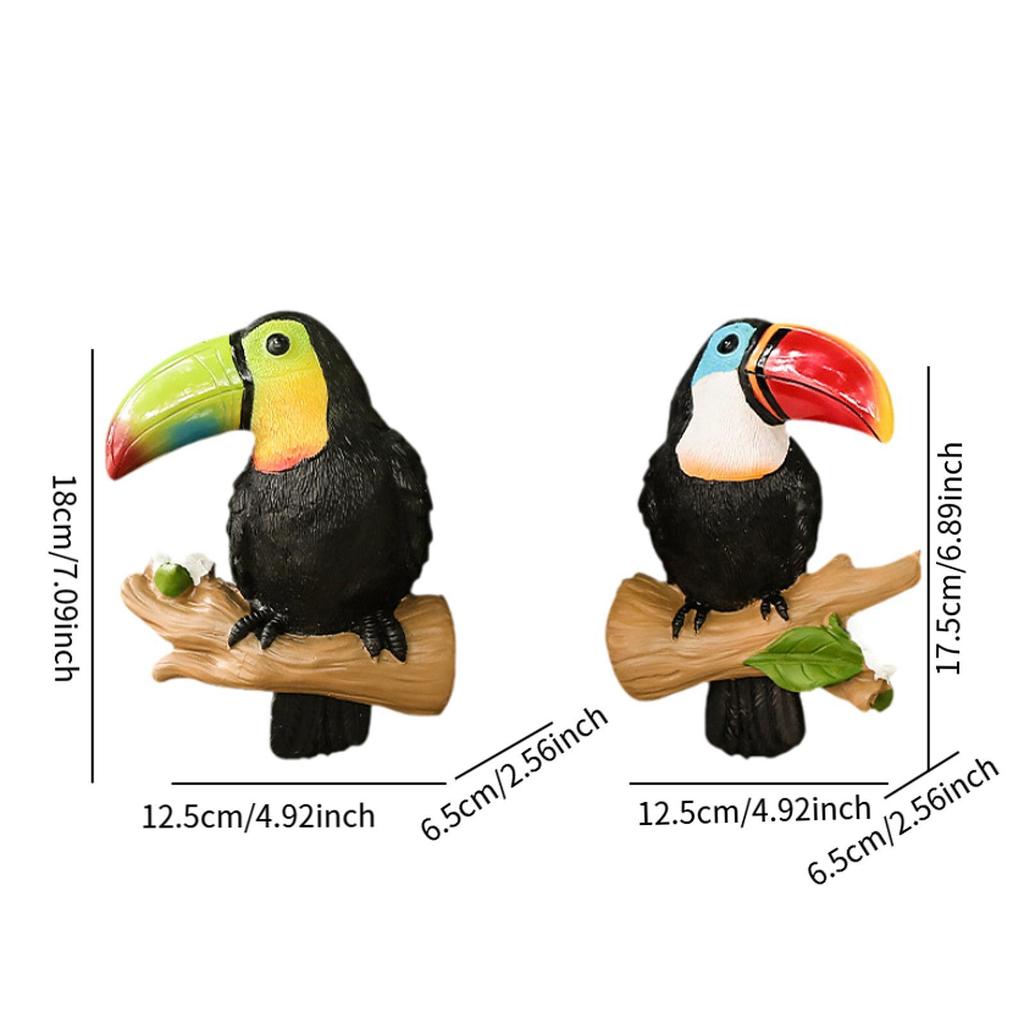 2 Pieces Parrot Tree Hugger Ornament Garden Statue Resin Yard Art Decor