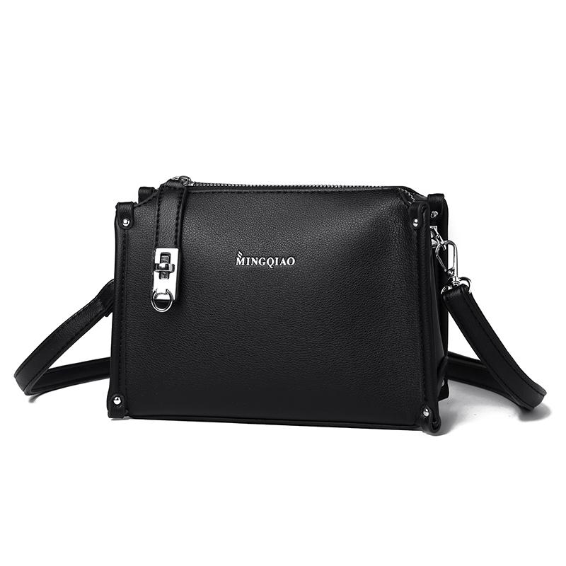 Damen Schwarz PU-Leder Umhängetasche, Kleine Lässige Schulterhandtasche mit Metallschnalle, Tägliche Geldbörse
