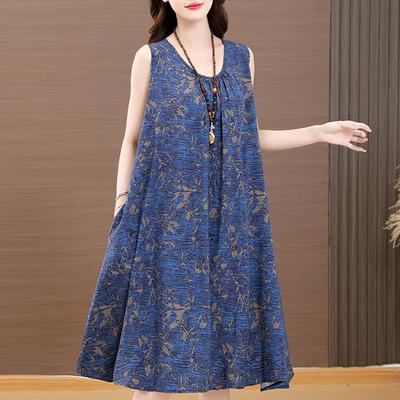 Elegant Woman Summer Dress Casual Loose Plus Size Sleeveless Dresses Female Clothing