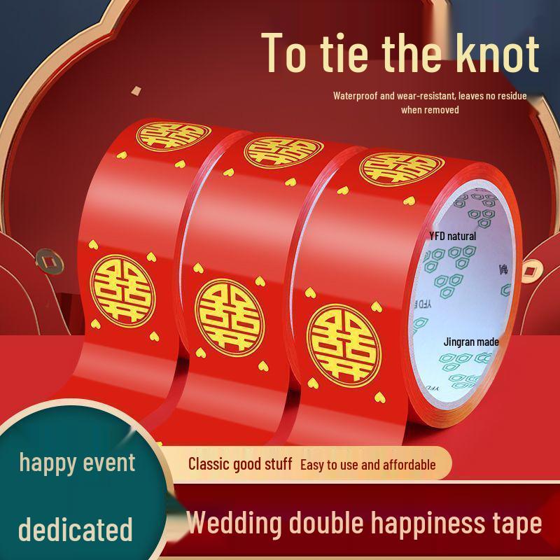 Red Double Happiness Wedding Theme Adhesive Tape for Festive Decoration