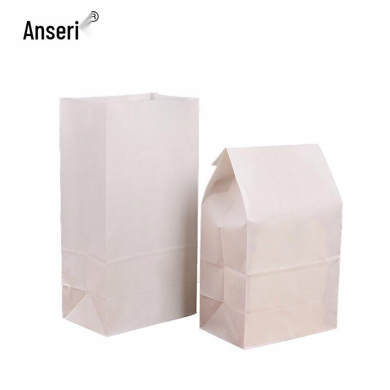 White Kraft Paper Square Bottom Bread Packaging Bags