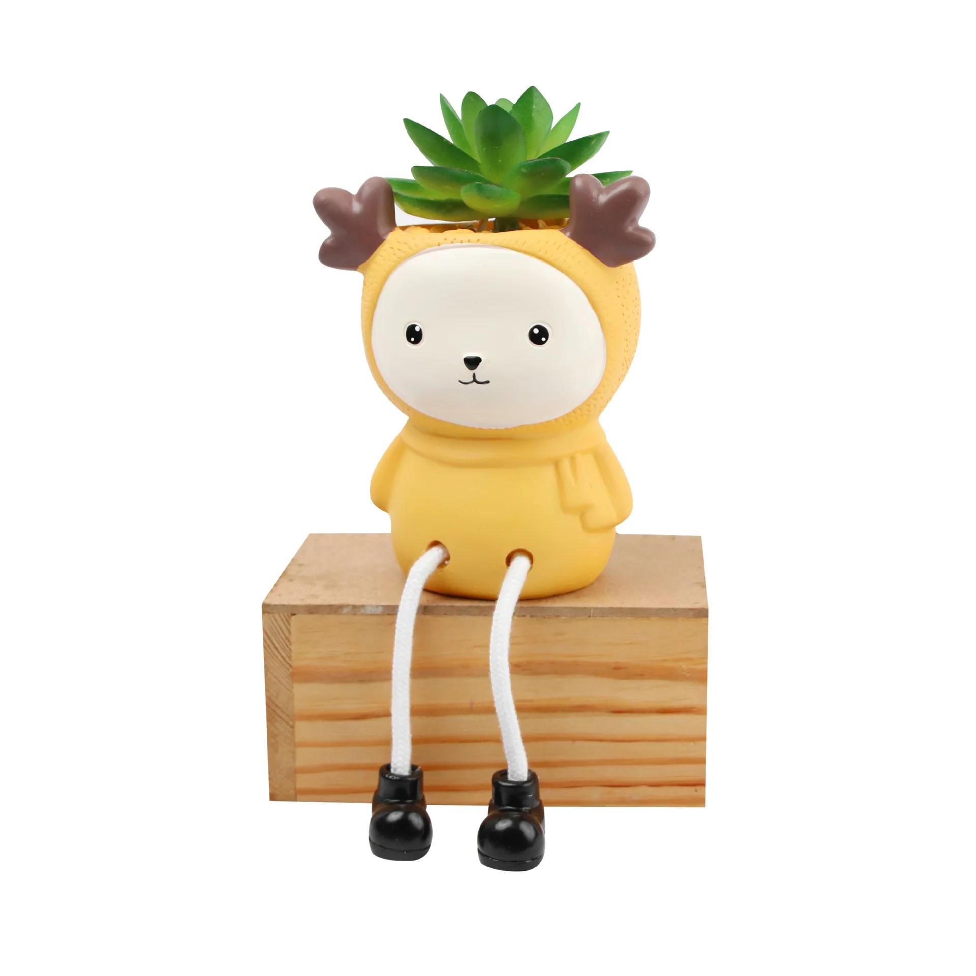 

Искусственные суккулентные растения, двойные суккуленты, реалистичные текстурированные растения для рабочего стола, офиса, спальни, декора, милые горшки жёлтый